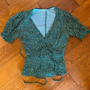 REFORMATION Emerald Green Wrap Top - XS
